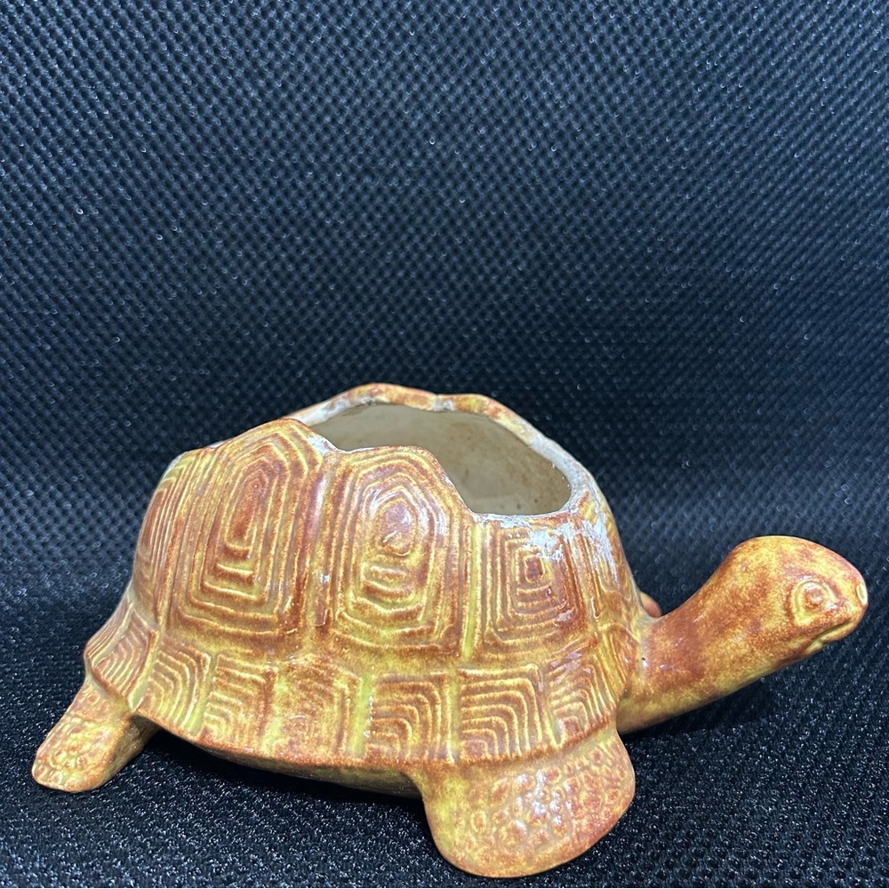 Vintage Carter Turtle Planter 3 1/2” X 6” Signed